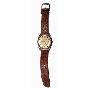 Vintage 90's TOMMY BAHAMA Analog gold tone Leather Strap WATCH with New Battery
